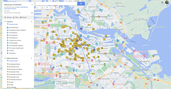 Google My Maps citytrip Amsterdam