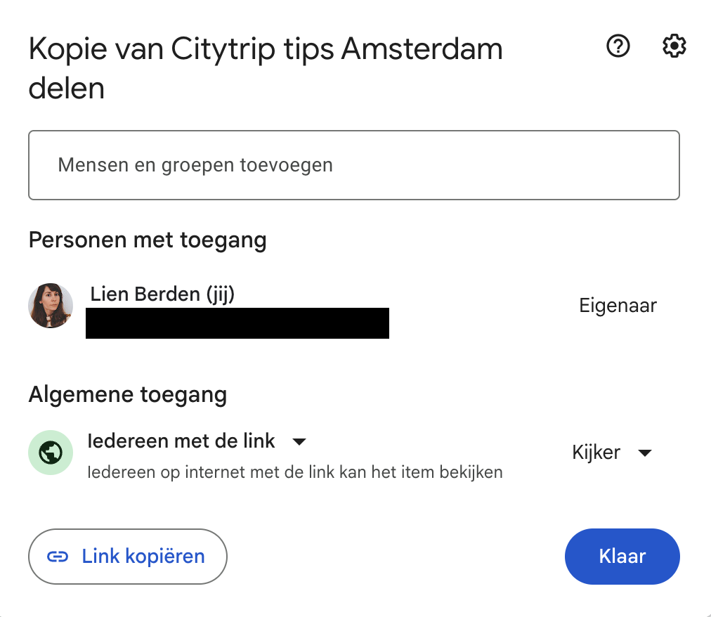 Google My Maps deel kaart via drive